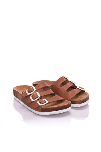 Moosefield Genuine Leather Light Brown Women's Slippers