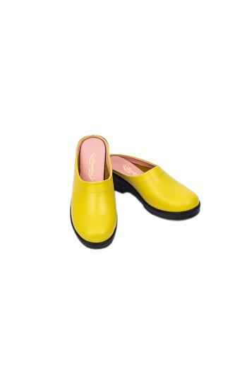 Moosefield Genuine Leather Yellow Women's Slippers