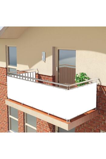 ALTINPAMUK Balcony Iron Curtain Railing Curtain All Sizes Size X Top Metal Ring White