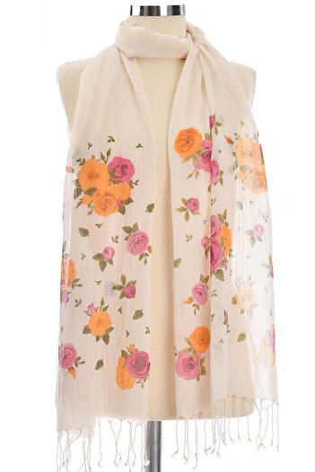 Dosimira Women's Rose Printed Cotton Scarf