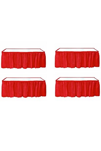 Happyland 4 Pieces Valentine's Red Plastic Table Skirt 75x426 cm