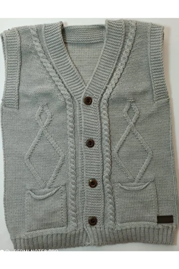 ÖZBEBİŞİM Baby Boy Gray Knitwear Knitted Vest