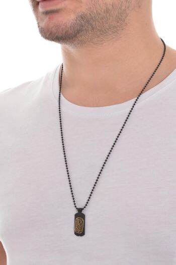 LABALABA Men's Black Oxide Plated Droplets Figured Necklace