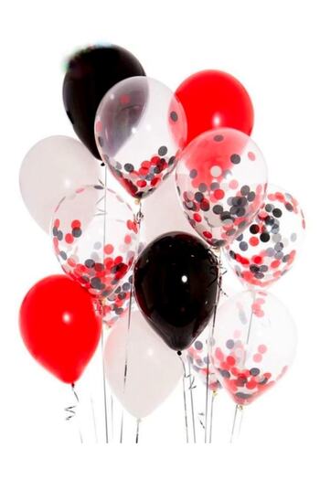 Happyland Valentine's Day Confetti Matte Latex 6 Red 6 Black 6 White 6 Transparent Balloon Bunch