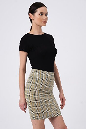 ALEXANDERGARDI Checkered Mini Skirt, Gray (b19-49802-wn)