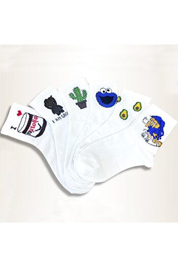 Esinti 6 Pieces Colorful Patterned Long Women's Socks - Men's Socks