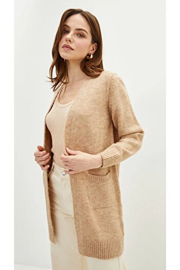 LC Waikiki Shawl Collar Plain Pocket Detailed Women's Knitwear Cardigan