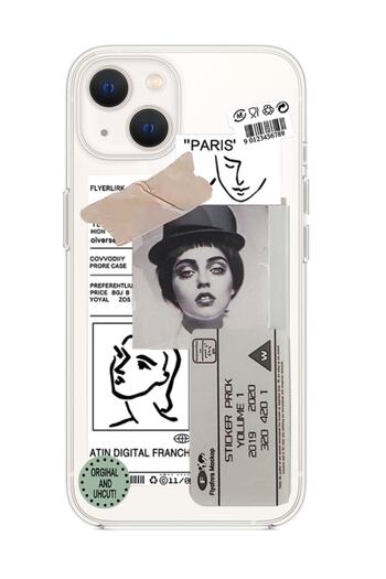 butikcase Iphone 13 Pattern Cute Card Convertible Transparent Phone Case