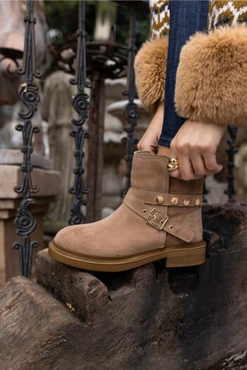 ANGELİNA JONES Γυναικείες μπότες Pietra Salmon Beige Real Suede