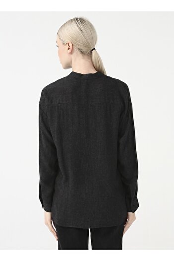 Fabrika Comfort Judge Collar Plain Anthracite Melange Women's Blouse Cm-rocko