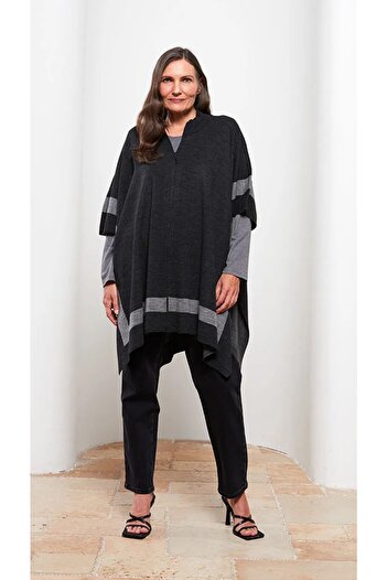 LC Waikiki Stand Collar Plain Women's Knitwear Poncho