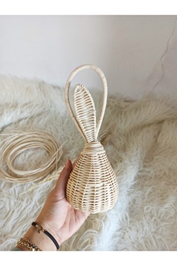 gudelidekor Bamboo Wicker Rattan Rattle, 25 Cm, Ecru, Natural and Stylish Children's Toy