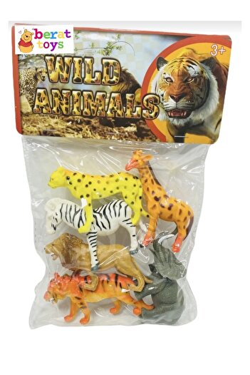 berattoys Oyuncak Hayvan Seti 10 Cm Vahşi Hayvanlar Aslan Kaplan Zürafa Fil 6 Parça Oyuncak Hayvan