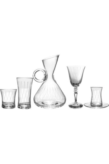 KCD Panora 31 Piece Glass Tableware Presentation Dowry Set Water Cup Set Cutting Hand Decor