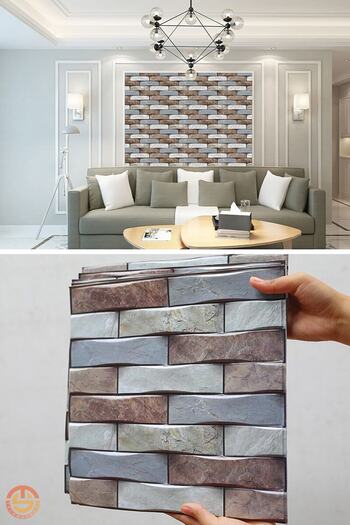 TechnoSmart 1pc 30cmx30cm 3d Self Adhesive Wallpaper Covering Waterproof Kitchen Bathroom