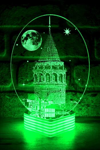 Hediye Kovanı 3D View Led Lamp with Galata Tower Image