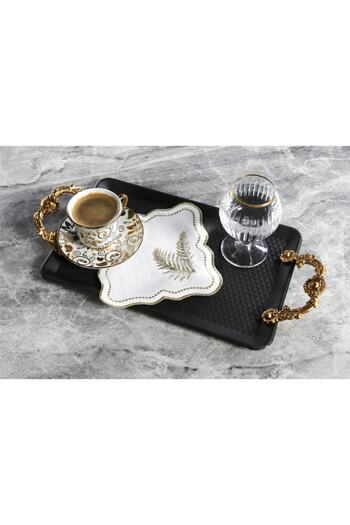 Caka home 6-Piece Cocktail Napkin Leaf Embroidered Linen Effect ( Mixed Color )