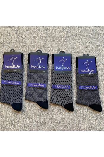 Beylice Men's Quality Laser Pattern 4-Piece Socks