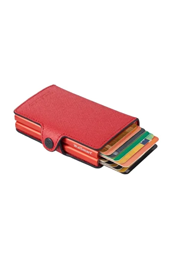 WalSmart Twin Safiano Smart Mechanism Leather Wallet-Red