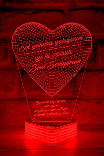 Hediye Kovanı 3D Led Lamp as a Gift for Lovers
