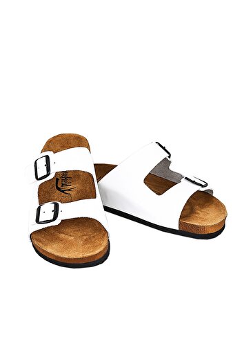 Moosefield Genuine Leather White Men's Slippers