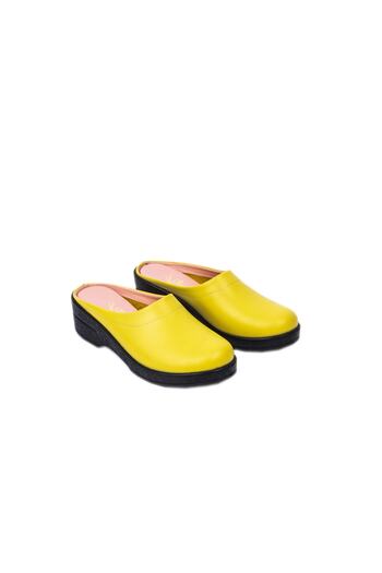 Moosefield Genuine Leather Yellow Women's Slippers
