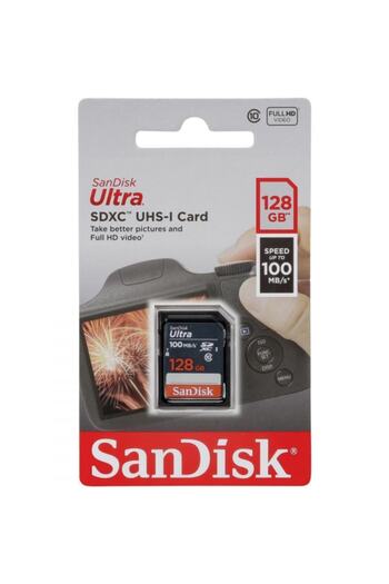 SanDisk بطاقة ذاكرة Sdxc فائقة السرعة 128 جيجابايت وسرعة 100 ميجابايت/ثانية Sdsdunr-128g-gn3ın