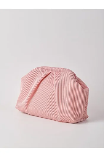 HEYBE'S Women's Pink Pleated Clutch Handbag
