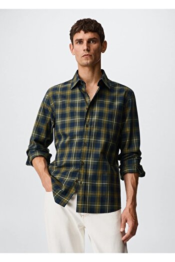 MANGO Man Tricou din bumbac cu carouri