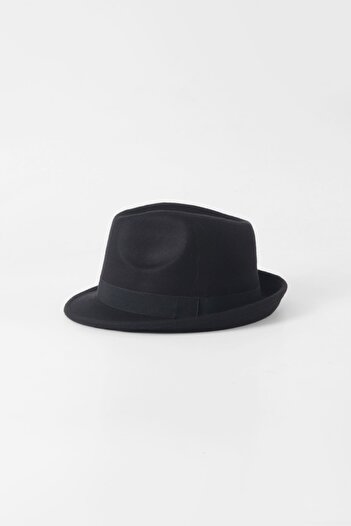 Kapin Short Brim Fedora Hat - Black