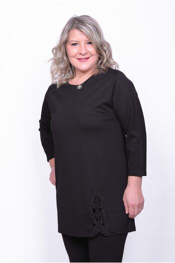Hitit Butik تونيك دانتيل أسود نسائي