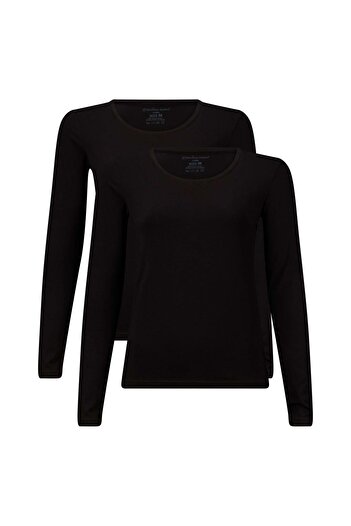 Bamboo Basics Damen T-Shirt, 2er Pack - LARA Longsleeve, Unterhemd, Rundhals, uni