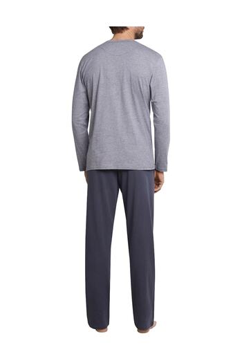Schiesser Herren Schlafanzug 2-tlg. Set - lang, Henley, Knopfleiste, Fineliner