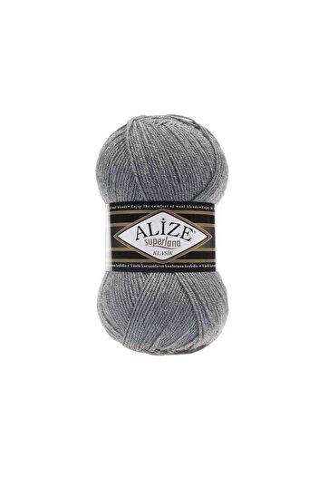 Alize Superlana Classic 021 Gray Vest Cardigan Sweater Yarn 25% Wool 100 Gr 280 Meters