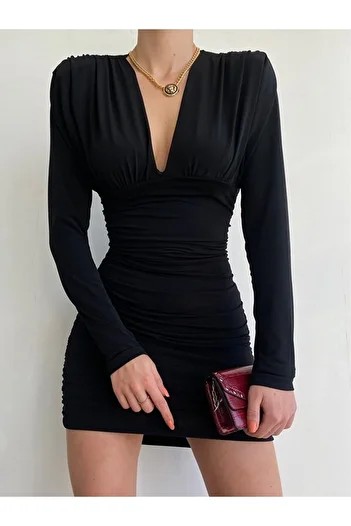 WAY OF LOVE Draped Double Breasted Padded Sandy Dress