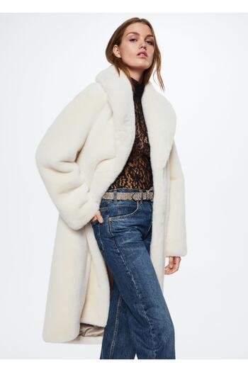 MANGO Woman Γούνινο Oversize Παλτό