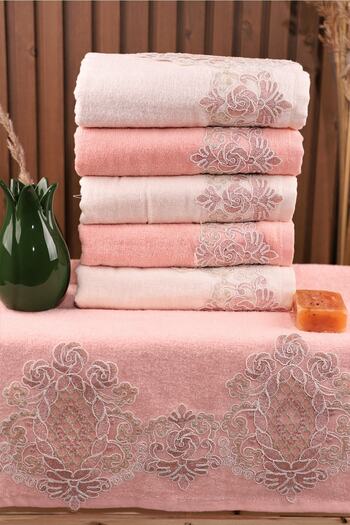 Pidora Textil Набір з 6 рушників для весілля з мереживом, 50*90, для рук і обличчя