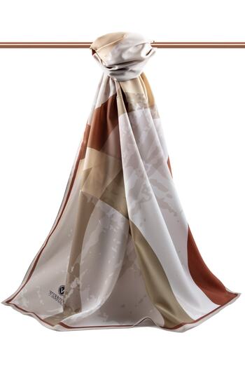 Vissona Women's Luxury Medina Silk Shawl Beige - Tan