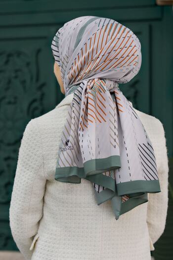 Vissona Women's Luxury Medina Silk Shawl Stone - Mildew Green