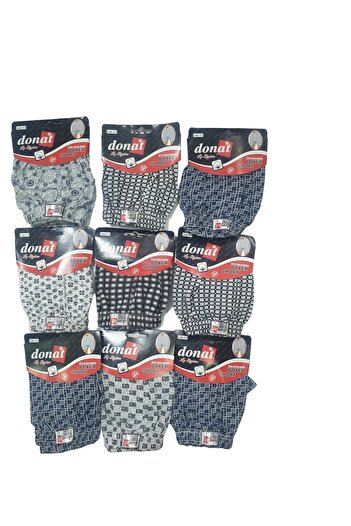 Donat Men's Patterned Printed Economical Product Mixed Patterned 9 Pack Boxers