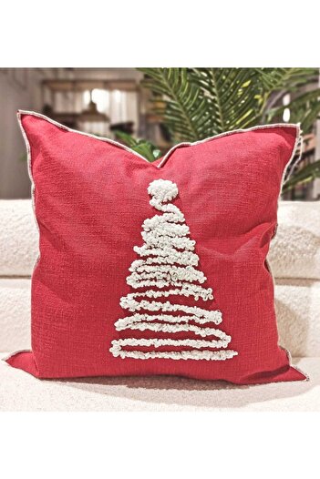 Alacastore New Year Punch Embroidered Pine Tree Concept Throw Pillow Cover