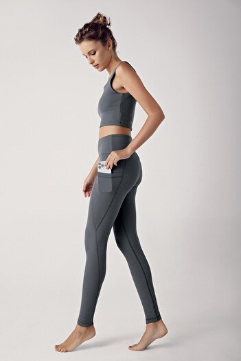 Artış Women's Ribbed High Waist Pocket Sports Leggings F05