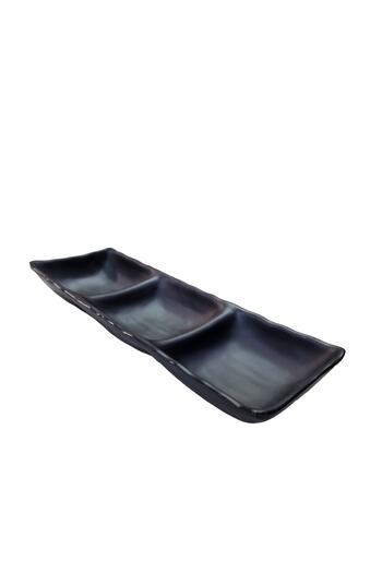 Matar Endüstriyel Mutfak Ekipmanları Külsan Melamin Terra Triple Snack Bowl Sauce Bowl Black 25326 Bl