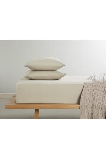 English Home Novella Premium Beige Double Soft Cotton Bed Sheet - Tkm 160x200 Cm, Elastic