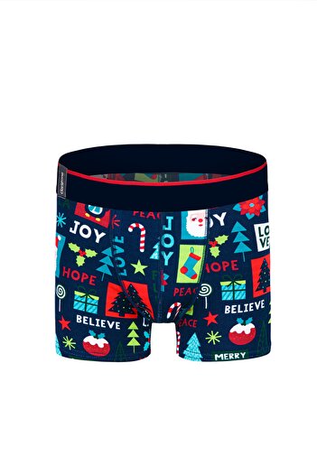 darkzone Men's Digital Printed Christmas Patterned New Year Boxer