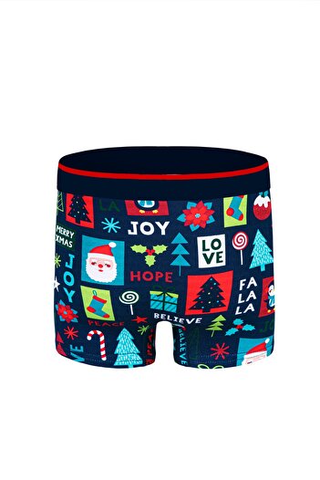 darkzone Men's Digital Printed Christmas Patterned New Year Boxer