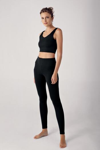 Artış Women's Ribbed High Waist Pocket Sports Leggings F05