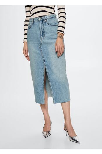 MANGO Woman Fustă din denim cu fante
