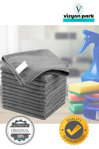 Vizyon Park Microfiber Velvet Texture Stain Resistant Odor Resistant Absorbent Kitchen and Floor Cleaning Cloth 40x40 Cm - Gray