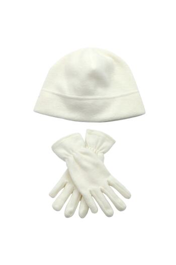 AXE SPORTSWEAR Women's Winter Ecru Thermal Fleece Gloves - Fleece Beanie Set of 2